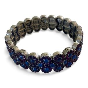 Blue and Purple Rhinestone Vintage Expansion Stretch Bracelet.